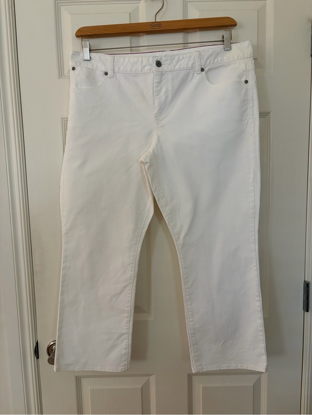 Talbots White Cropped Straight-Leg Pants